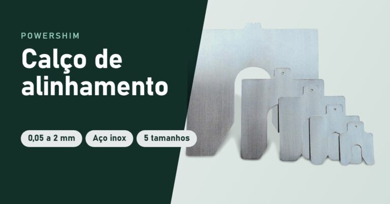 Calços de alinhamento Powershim em aço inoxidável, de 50 a 200 mm, com abertura em U