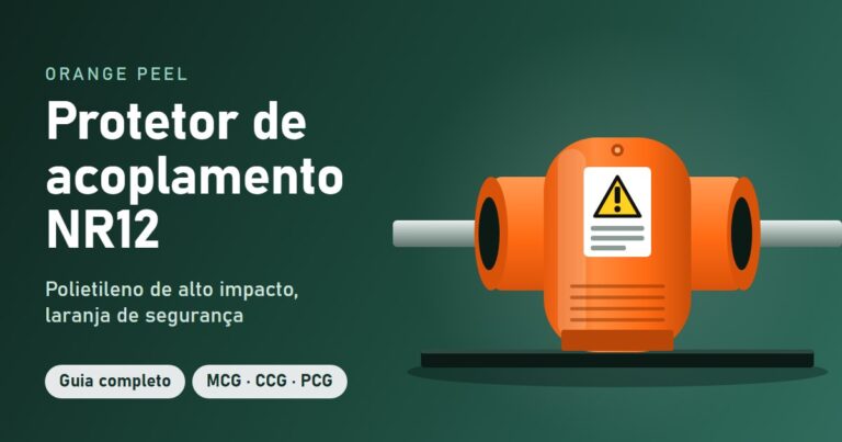 Protetor de acoplamento NR12 Orange Peel em polietileno, na cor laranja de segurança, fornecido pela PEAGE