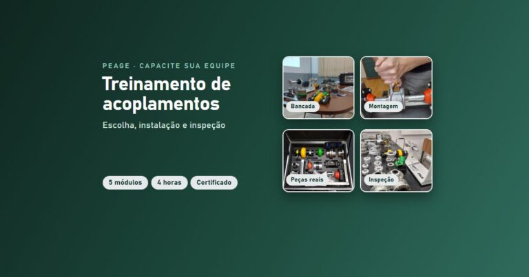 Treinamento de acoplamentos da PEAGE: bancada com peças reais, montagem e inspeção